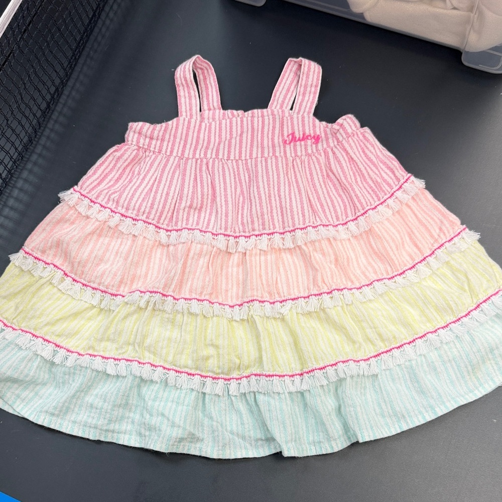 Juicy Couture Pastel Striped Ruffle Dress‎ size 3-6m